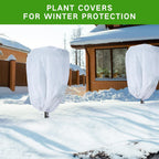 2 Pack Frost Protection Plant Covers White Frost Resistant Fabric Tree Cover with Drawstring Outdoor Greenhouse Winter Protection for Plants Shrubs Potted Plants