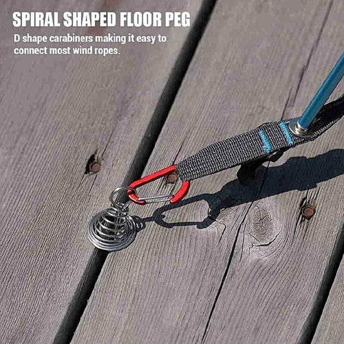 10 Pack Tent Pegs Aluminium Alloy Visgraat Shaped Windproof Octopus Tenthorns with Spring Clips Portable Rope Anchors for Camping Tents