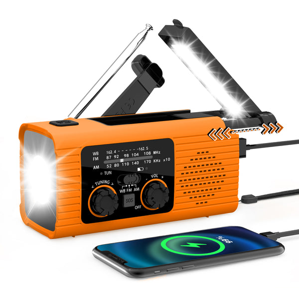 Multi-Colour Solar & Hand Crank 4000mAh Portable Radio Rechargeable Battery Operated Emergency Indoor Outdoor Use