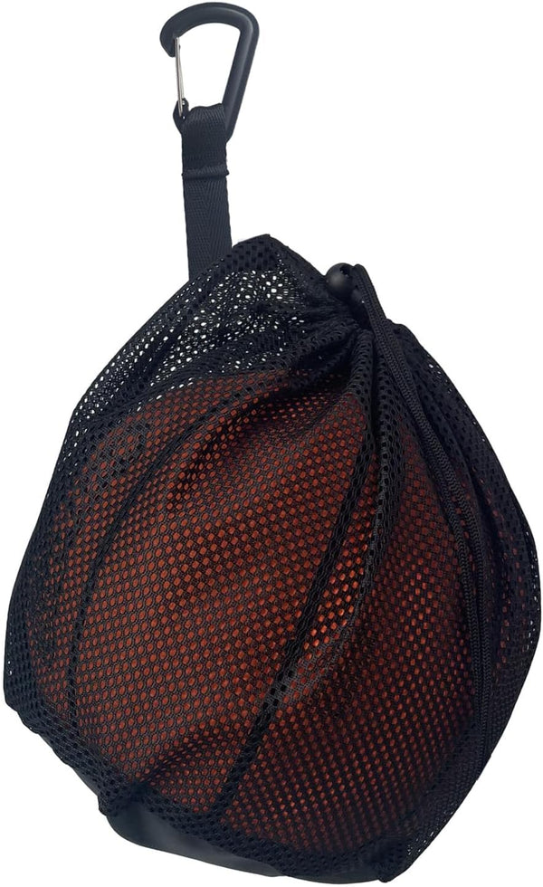 Crossbody Sports Ball Bag with Drawstring - Black