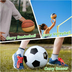 Black Crossbody Sports Ball Bag with Drawstring for Basketball Volleyball Football