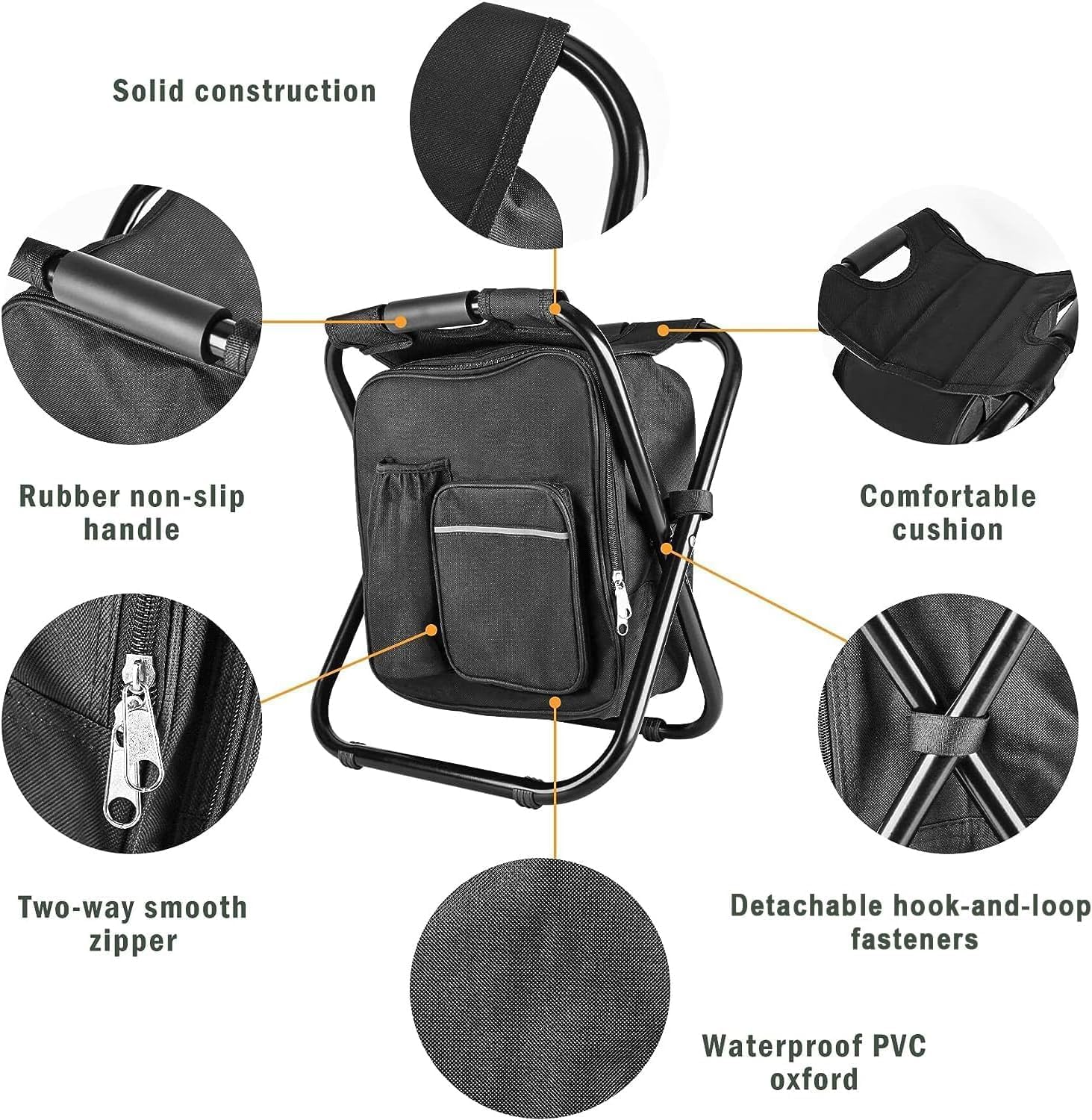 Folding Camping Chair Grey Portable Compact Adjustable Folding Chair for Outdoor Camping Fishing