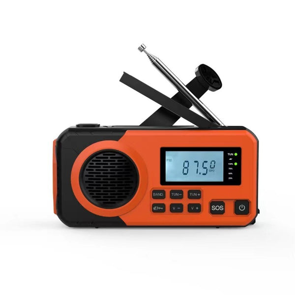 Emergency Radio Solar Hand Crank Portable Rechargeable Battery Powered Orange