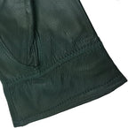 Military Green Winter Leather Gloves - Warm Fleece Lined - Stylish Size L