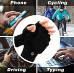 Women's Warm Fingerless Gloves Black Pair