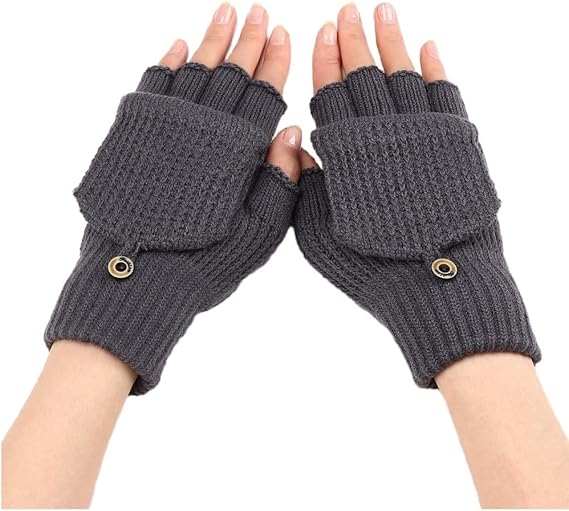 Women's Warm Fingerless Gloves - 1 Pair - Dark Grey
