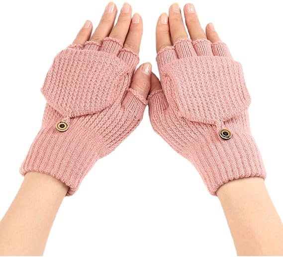 Women's Warm Fingerless Gloves - Pink - 1 Pair