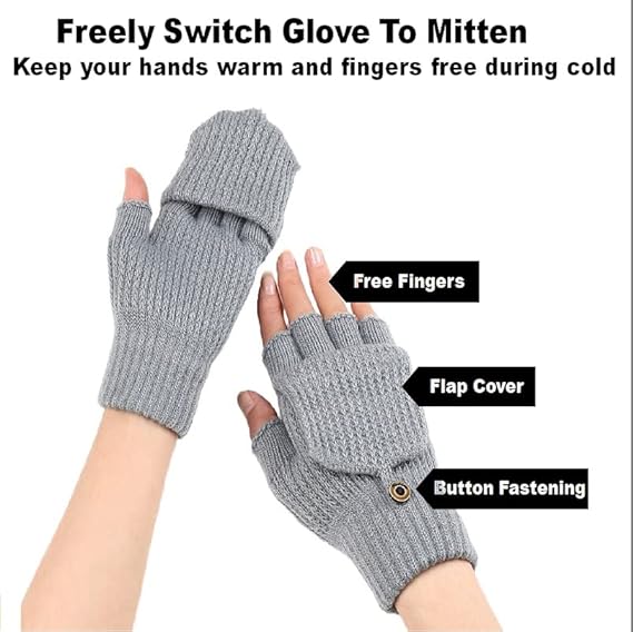 Women's Warm Fingerless Gloves - Pink - 1 Pair