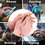 Women's Warm Fingerless Gloves - Pink - 1 Pair