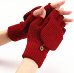 Women's Red Warm Fingerless Gloves 1 Pair