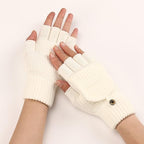 Women's Warm Fingerless Gloves - 1 Pair - White
