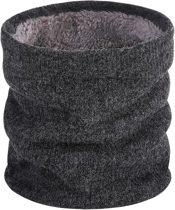 Winter Sports Fleece Scarf - Unisex Dark Grey Warm Neck Warmer for Cold Weather