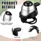 2 Pack Bicycle Bell - Compact & Loud - Mini Bike Bell for Road Bike Mountain Bike E-Bike - Silver