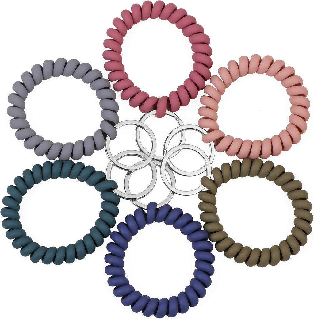 6 Pack Spiral Wristbands Adjustable Waterproof for Sports