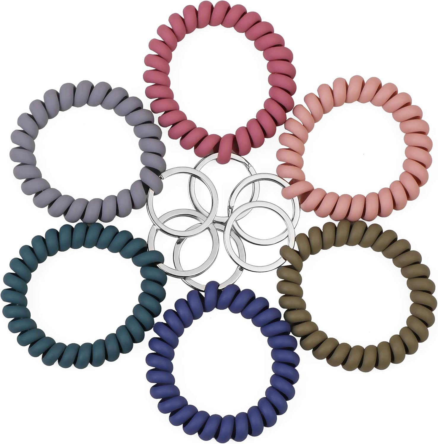 6 Pack Spiral Wristbands Adjustable Waterproof for Sports