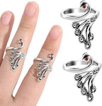 2 Pack Adjustable Yarn Guides for Crocheting & Knitting - Finger Ring Holders - Silver