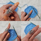 2 Pack Adjustable Yarn Guides for Crocheting & Knitting - Finger Ring Holders - Silver