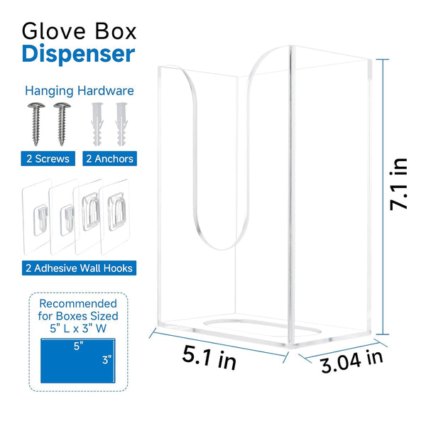 Acrylic Glove Dispenser, Wall-Mounted Glove Box Holder for Disposable Gloves Box & Tissue Box, Multipurpose Glove Box Organizer Glove Rack, Space Saving Design for Workshop Office Kitchen Garage