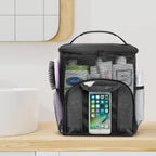 Mesh Shower Caddy Portable Dorm Tote Bag, Quick Dry Hanging Toiletry Bag, Large Capacity Shower Bag for College Dorm Room Essentials for Boys and Girls for Bath Camping (Black)
