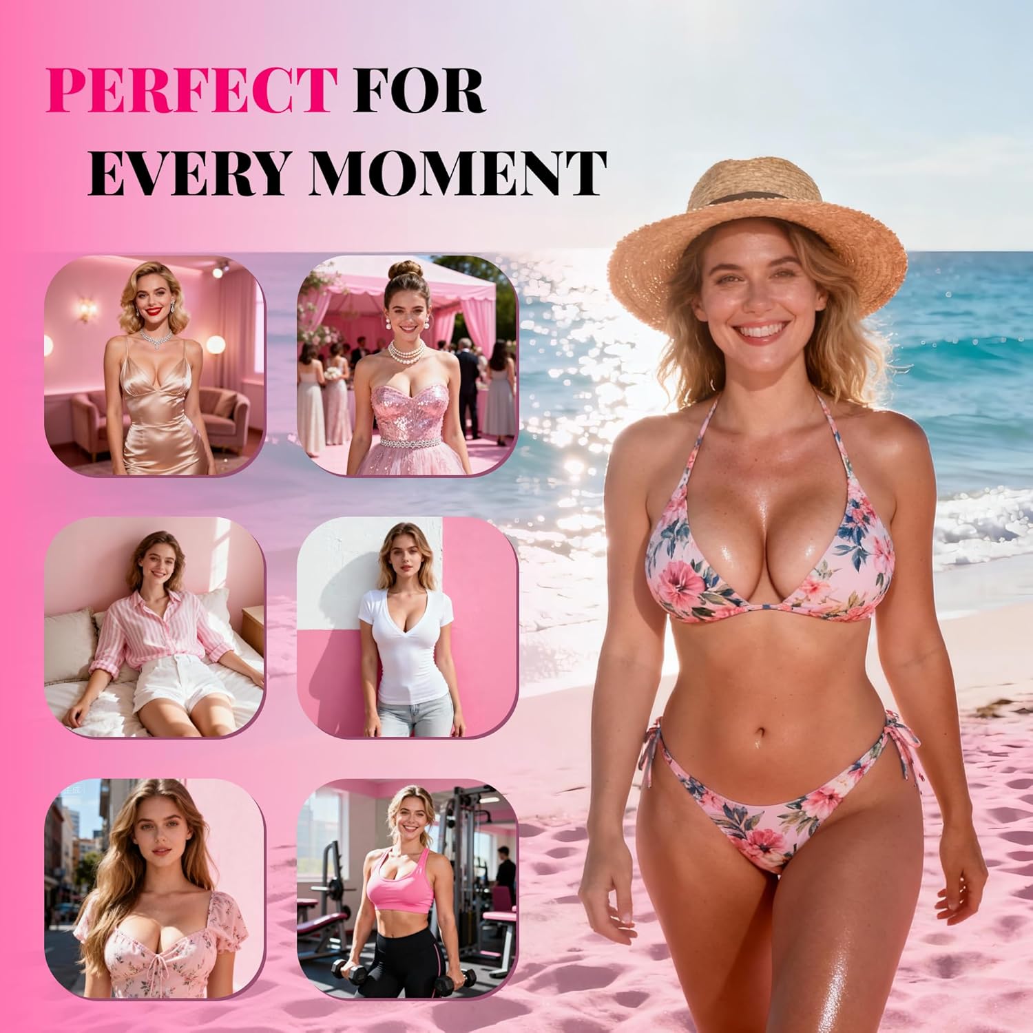 Double Sided Sticky Bra Ultra Boost Inserts Pads Reusable Push Up Lift Self Adhesive Bra Pads for Bikini Swimsuit