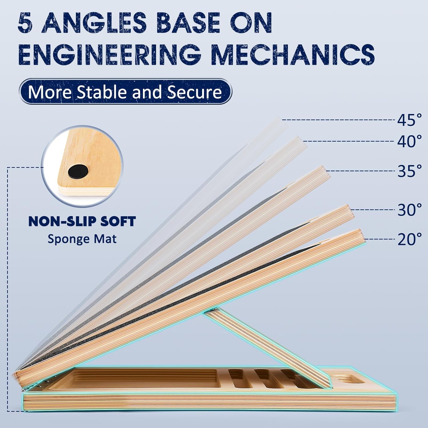 Portable Wooden Slant Board for Calf Stretching Squats Calf Stretcher Pilates Physical Therapy Equipment Adjustable Incline Board for Knees Ankle Heel Feet Leg