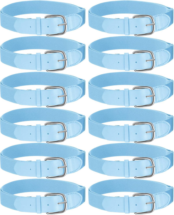 12 Pcs Adjustable Baseball or Softball Belts for Adult and Youth - Sky Blue