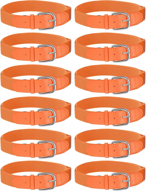 12 Pcs Adjustable Baseball or Softball Belts for Adult and Youth - Orange