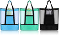 3 Pcs Beach Bag with Cooler Mesh Beach Tote with Insulated Cooler and Pocket Waterproof Sandproof Beach Tote Bag Swim Pool Bag for Women Summer (Black, Blue and Green)