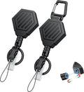 2 Pack Heavy Duty Retractable Keychain with Magnetic Closure Retractable Badge Reel for up to 16 oz Magnetic ID Badge Holder Reel ABS Casing Belt Clip and Large Carabiner Ring