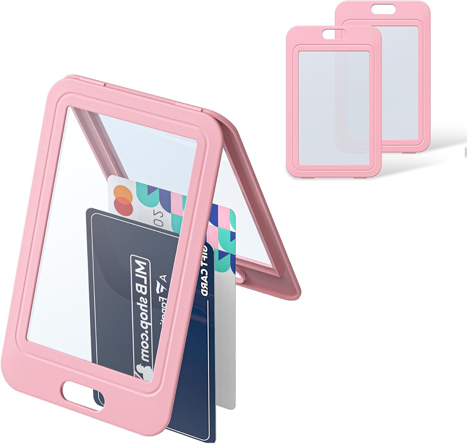 12 Pack ID Badge Holder with Double-Sided Windows Vertical Hard Plastic Case Black Card Protector Pouch, 4 Colors