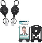 2 Pack Retractable Keychain Heavy Duty Badge Holder Vertical Hard Plastic Case Badge Reel for up to 8 oz Strong ABS Casing with Stainless Steel Spring Coil 31.5 Inch Steel Wire Rope