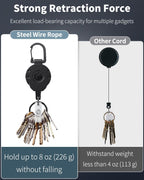 2 Pack Retractable Keychain Heavy Duty Badge Holder Vertical Hard Plastic Case Badge Reel for up to 8 oz Strong ABS Casing with Stainless Steel Spring Coil 31.5 Inch Steel Wire Rope