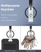 2 Pack Retractable Keychain Heavy Duty Badge Holder Vertical Hard Plastic Case Badge Reel for up to 8 oz Strong ABS Casing with Stainless Steel Spring Coil 31.5 Inch Steel Wire Rope