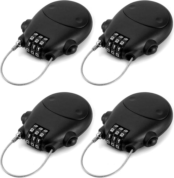 Retractable Cable Lock, 4 Pack Security Password Lock Steel Cable Luggage Locks