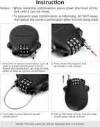 Retractable Cable Lock, 4 Pack Security Password Lock Steel Cable Luggage Locks