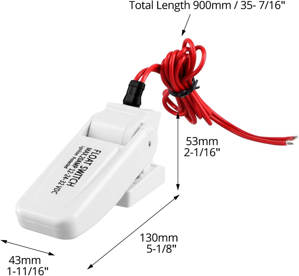 2 Pack Heavy-Duty Automatic Boat Bilge Pump Float Switch | Moisture Tight, Ignition Protected - 12/24/32VDC, 20A, Ultrasonic Welding Seals, for Boats Electric Water Pumps
