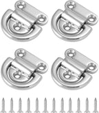 Marine Folding Pad Eye, 4 Pack Marine Grade Stainless Steel 316 D Ring Anchor, 44mm x 40mm Heavy Duty Desk Tie Down Anchor with Plate, for Marine Trailer Boats Truck