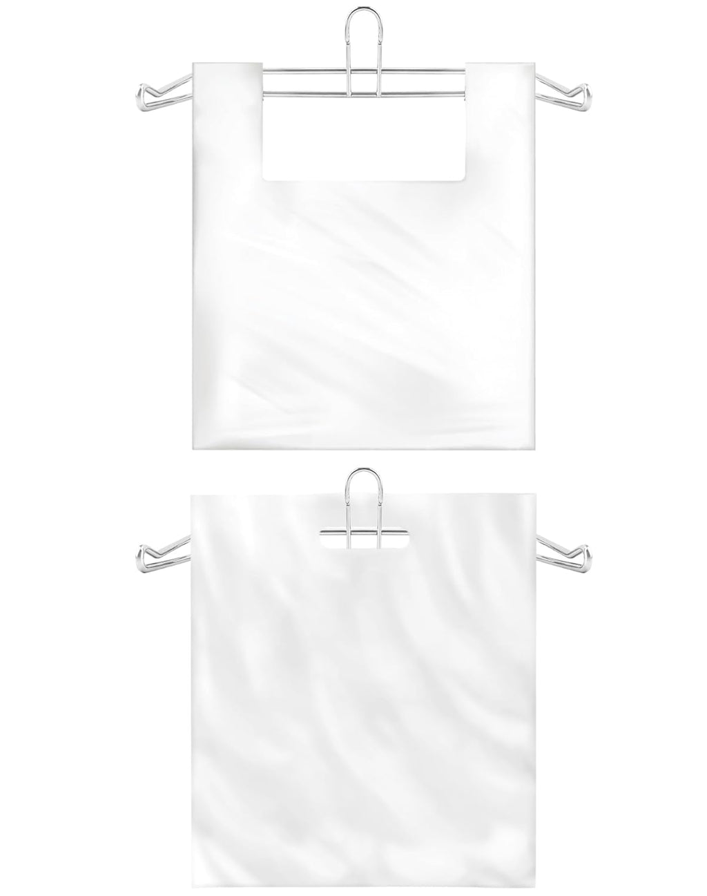 2-Pack T-Shirt Bag Rack Wall Mount, Chrome-Plated Metal T-Shirt Retail Bag Holders, 12-Inch Width, 6" Arm, Easy Install Bag Holder for Retail and Checkout Counters
