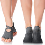 6 Pairs Pilates Socks with Grip for Women Non Slip Yoga Socks Toeless Barre Sticky with Straps Multicolor for Ballet Dance Barefoot Workout
