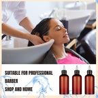 12 Pcs 8 oz Brown Squeeze Bottle Twist Top Applicator Empty Hair Oiling Bottle with Funnels Refillable Plastic Liquid Containers for Liquid Hair Oil Shampoo Lotion