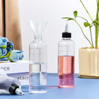 12 Pcs Twist Top Applicator Bottle 8 oz Hair Dye Bottle Hair Squeeze Bottle Applicator Hair Oil Container with Ratio Graduated Scale, Black Open Close Nozzle and 2 Funnels for Shampoo Lotion