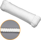2-Pack 100' x φ1/4" White Rope, UV Resistant Rope for Flag Pole, Clothes line, Camping Tent, Canoes, Tree Work