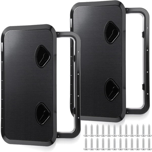 2 Pcs Marine Boat Deck Hatch Boat Access Hatch & Lid, 180 Hinge Strong Recessed Handle for Marine Yacht Rv Truck Vent Accessories, Easy to Install