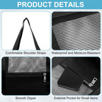 Mesh Beach Tote Bag, 1Pcs 13" x 4" x 13", Upgraded Beach Bags, PVC Waterproof Pool Bag for Beach Vacation and Travel Daily (Black)