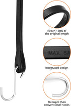 10" Tarp Straps for Flatbed Trailers, Adjustable Tarp Straps, 20 Pack Rubber Bungee Cord Tie-Downs with Hooks for Securing Tarps, Canvases, Cargo