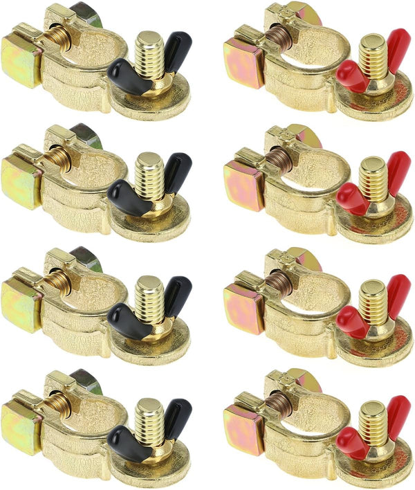 Brass Marine Grade Battery - 4 Pairs Battery Terminal Connectors (4 Positive + 4 Negative)