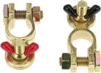 Brass Marine Grade Battery Terminal Top Post, 4 Pairs Battery Terminal Connectors, Battery Terminal Clamps for Boat Car RV, Fit All Standard Top of Post Batteries, 4 Positive + 4 Negative