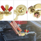 Brass Marine Grade Battery Terminal Top Post, 4 Pairs Battery Terminal Connectors, Battery Terminal Clamps for Boat Car RV, Fit All Standard Top of Post Batteries, 4 Positive + 4 Negative