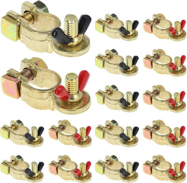 Brass Marine Grade Battery - 8 Pairs Battery Terminal Connectors (8 Positive + 8 Negative)