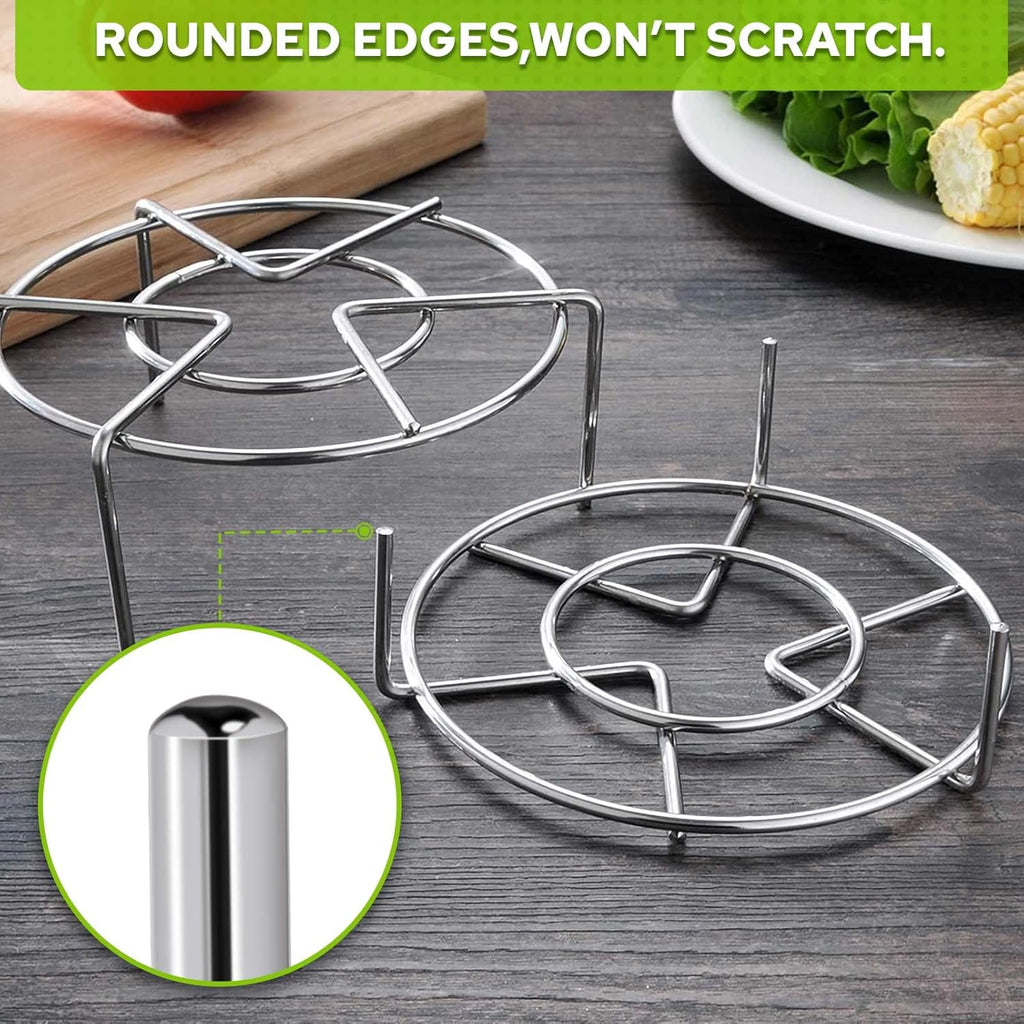 Steam Rack, 3-7/8" and 1-5/8" Tall Trivet for Instant Pot 6 Qt and 8 Qt, Heavy Duty 18/8 Stainless Steel Steamer Rack Fit Pressure Cooker